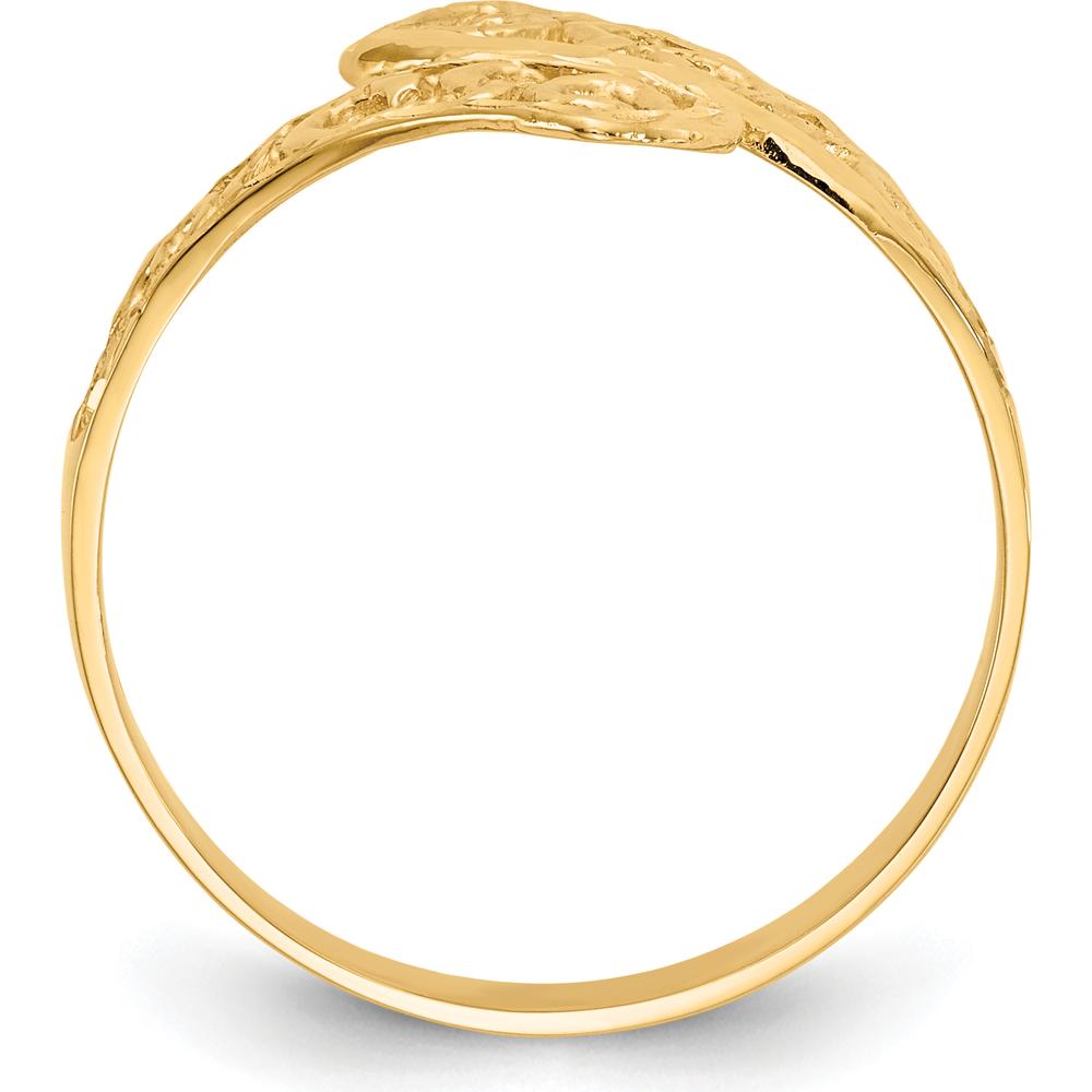 14K Yellow Gold Bypass Lace Diamond-Cut Ring - Polished Finish, 15mm Top Length by Oro Pregiato