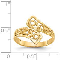 14K Yellow Gold Bypass Lace Diamond-Cut Ring - Polished Finish, 15mm Top Length by Oro Pregiato