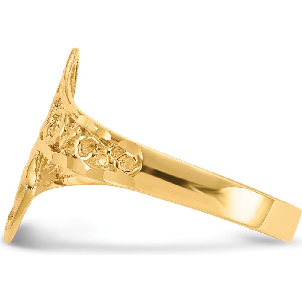 14K Yellow Gold Bypass Lace Diamond-Cut Ring - Polished Finish, 15mm Top Length by Oro Pregiato