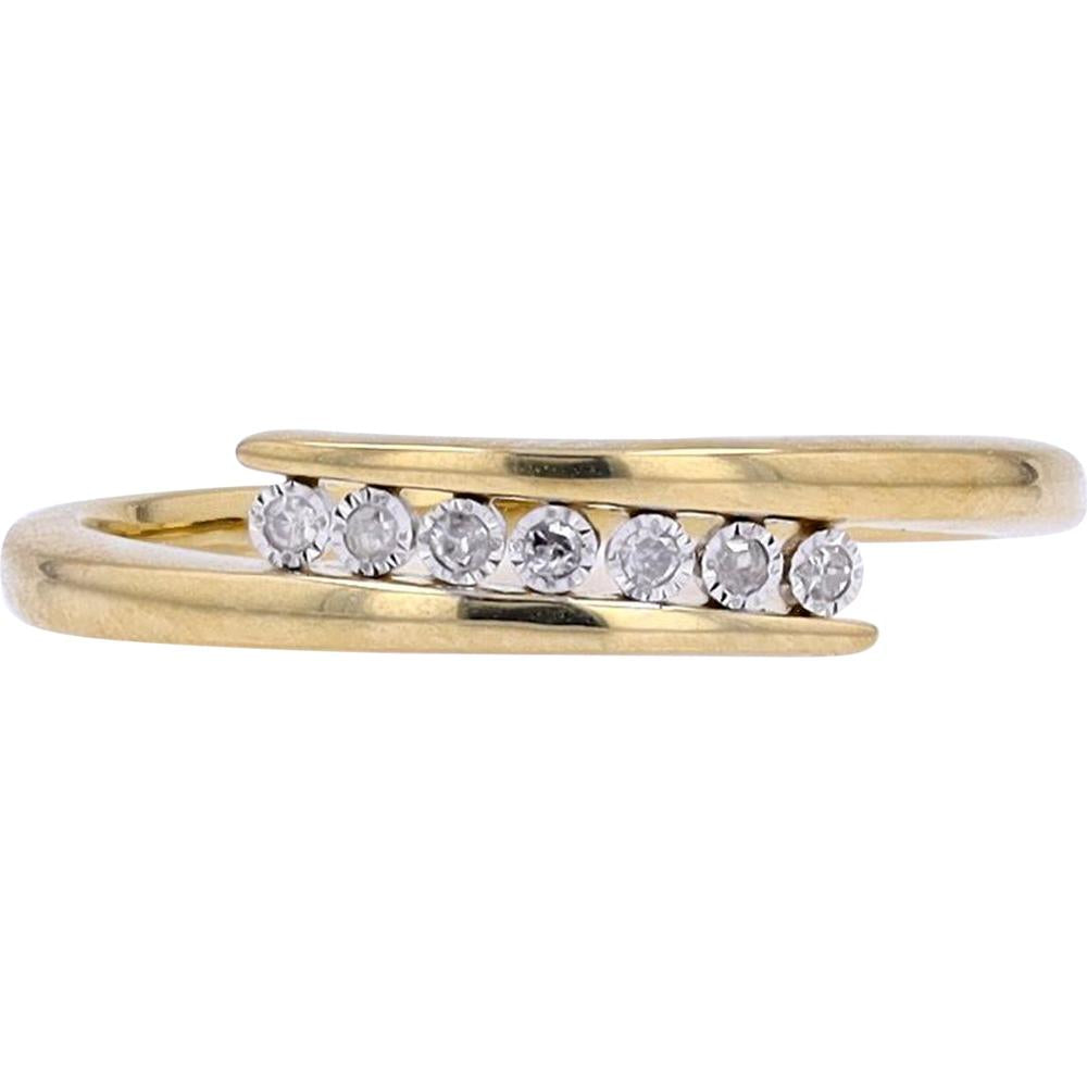 14K Yellow Gold Bypass Ring with 0.05 Carat Total Diamond Weight