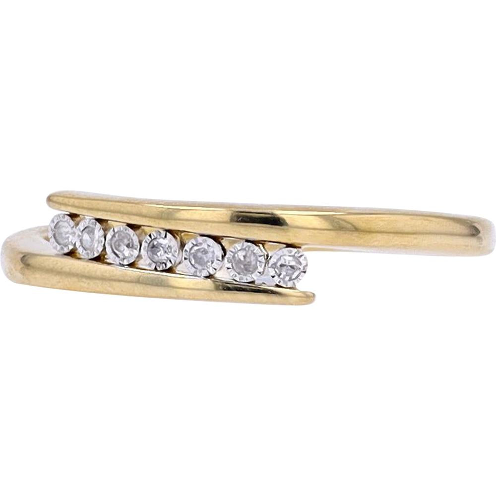 14K Yellow Gold Bypass Ring with 0.05 Carat Total Diamond Weight