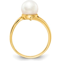 14K Yellow Gold Bypass Ring with 7.5mm Cultured Pearl by Monteluci Fine Jewelry