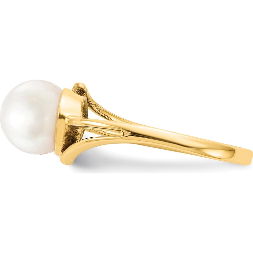 14K Yellow Gold Bypass Ring with 7.5mm Cultured Pearl by Monteluci Fine Jewelry