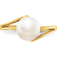 14K Yellow Gold Bypass Ring with 7.5mm Cultured Pearl by Monteluci Fine Jewelry