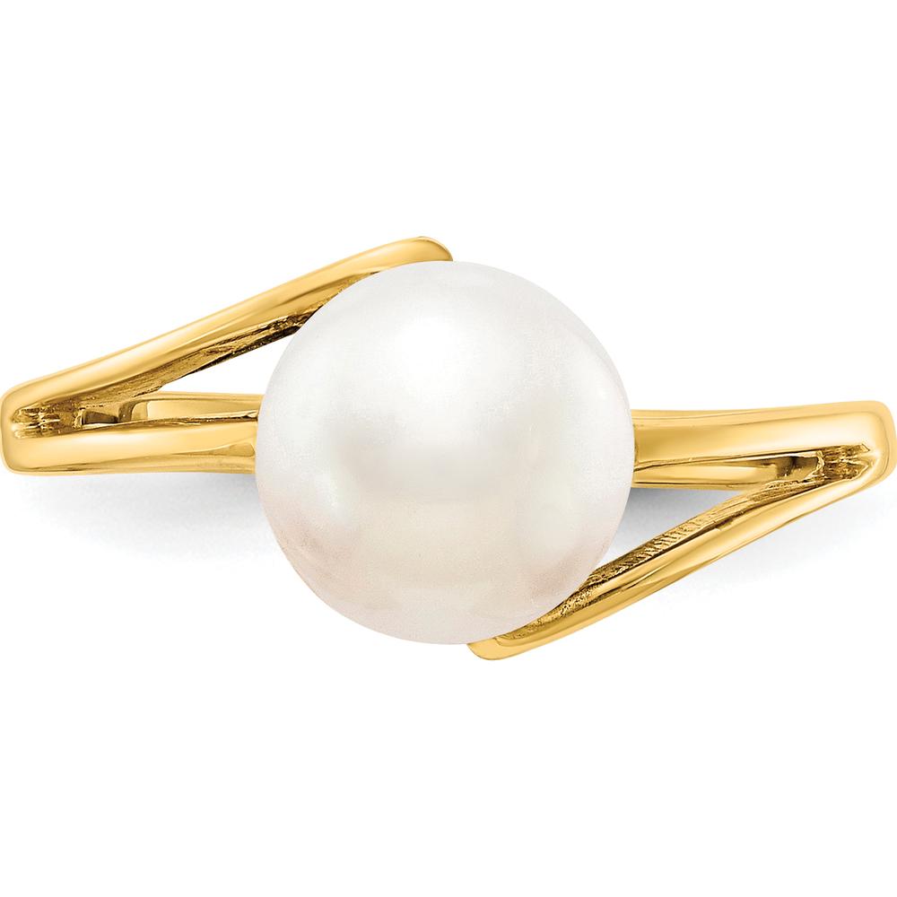 14K Yellow Gold Bypass Ring with 7.5mm Cultured Pearl by Monteluci Fine Jewelry