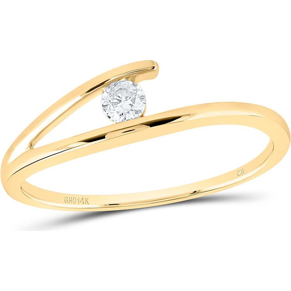 14K Yellow Gold Bypass Ring with Channel-Set Round Diamond - 0.10 Carat Total Diamond Weight