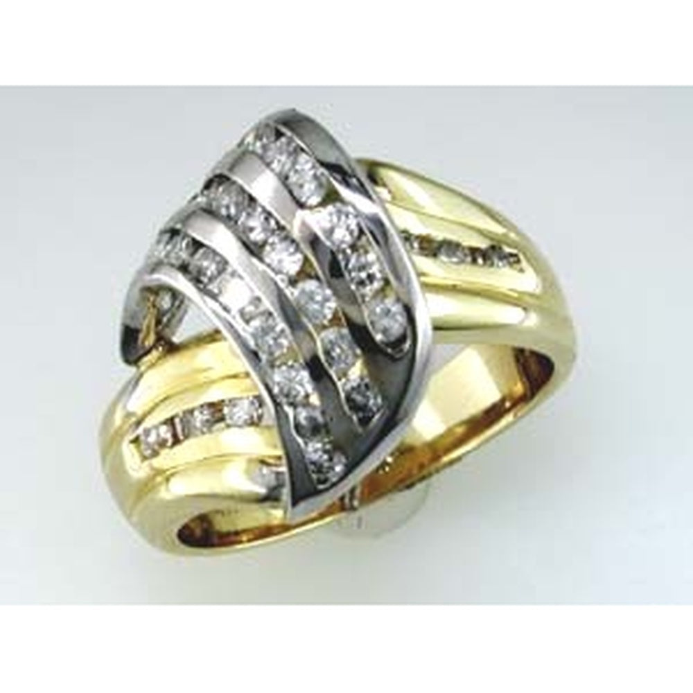 14K Yellow Gold Bypass Ring with Channel-Set Round Diamonds - 0.95 Carat Total Diamond Weight - Royal Jewelry