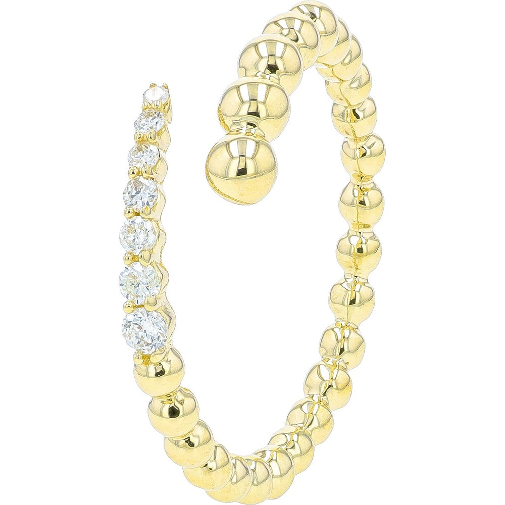 14K Yellow Gold Bypass Ring with Prong-Set Round Diamonds - 0.12 Carat Total Diamond Weight