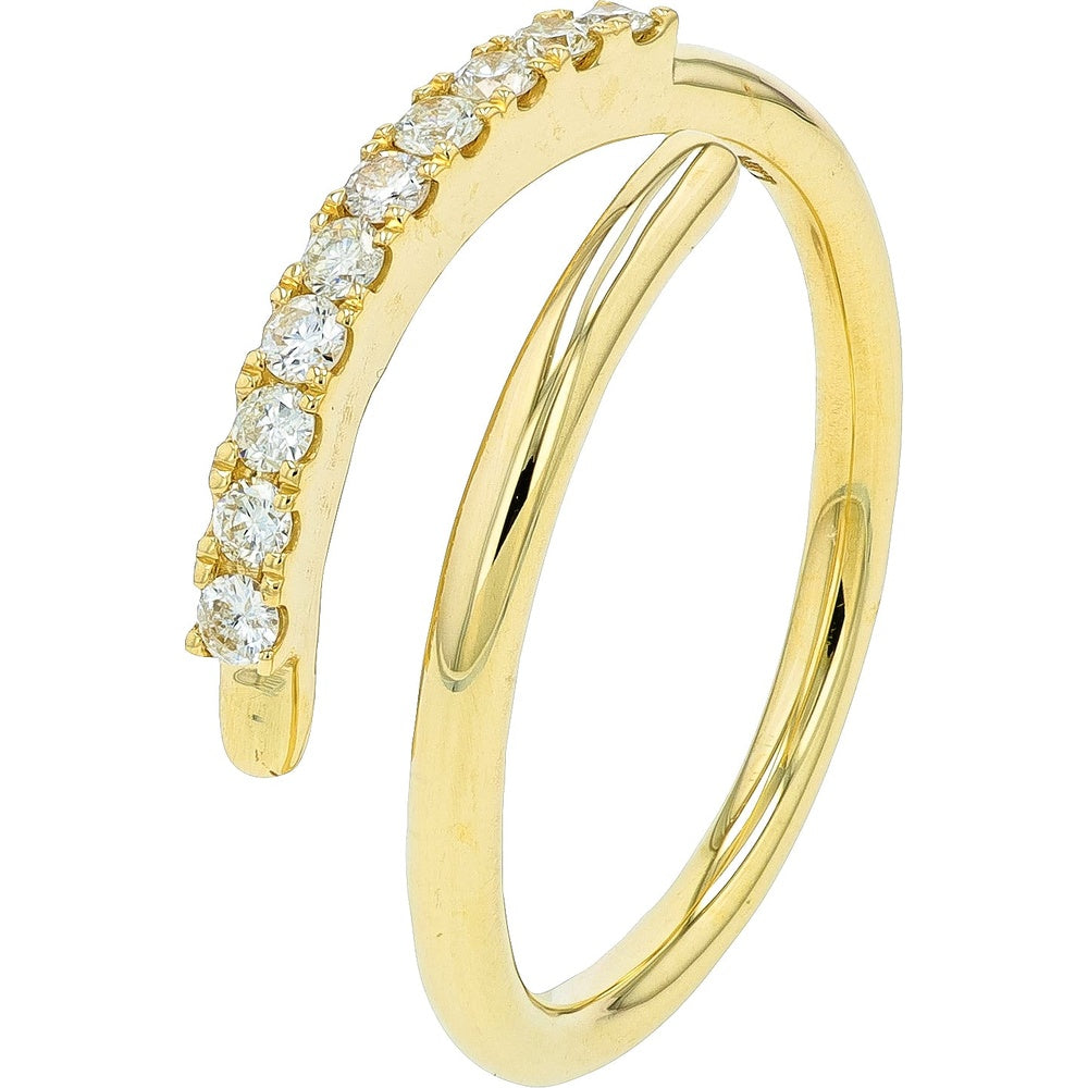 14K Yellow Gold Bypass Ring with Prong-Set Round Diamonds - 0.25 Carat Total Diamond Weight