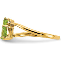 14K Yellow Gold Bypass Ring with Two 5mm Heart-Shaped Peridots - 0.48 Carat Total Gem Weight by Monteluci Fine Jewelry