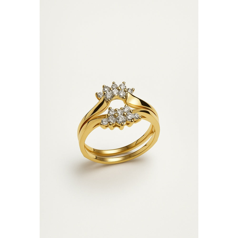 14K Yellow Gold Bypass Semi-Mount Ring with Floral Cluster Round Diamonds - 0.53 Carat Total Diamond Weight by Auriventus