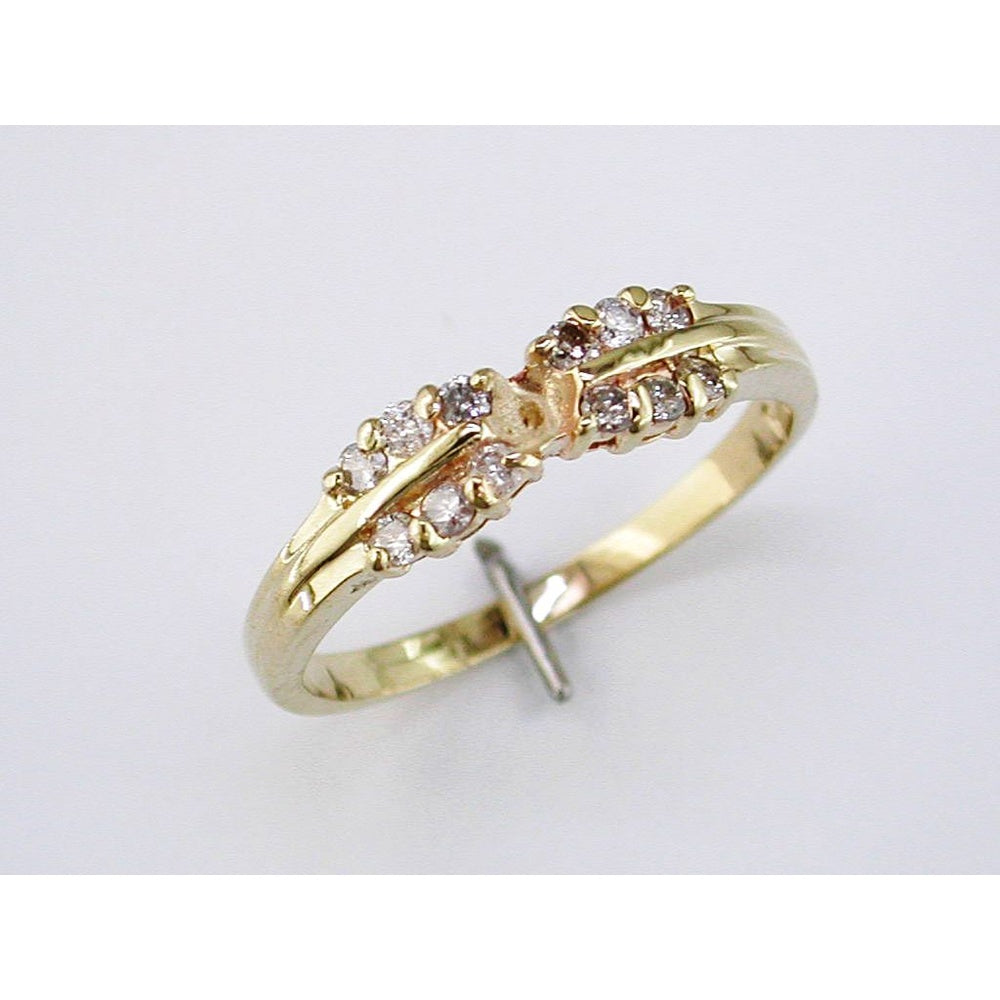 14K Yellow Gold Bypass Twist Ring with Prong-Set Round Diamonds - 0.29 Carat Total Diamond Weight - Royal Jewelry