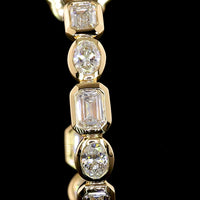 14K Yellow Gold C Hoop Earrings with Alternating Emerald Cut and Oval Cut Lab Diamonds - 2.78 Carat Total Weight - Covaloro Fine Jewelry
