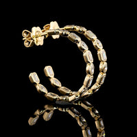 14K Yellow Gold C Hoop Earrings with Alternating Emerald Cut and Oval Cut Lab Diamonds - 2.78 Carat Total Weight - Covaloro Fine Jewelry