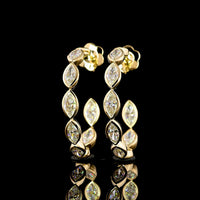 14K Yellow Gold C-Hoop Earrings with Bezel Set East-West Marquise Lab Diamonds - 3.97 Carat Total Diamond Weight - Covaloro Fine Jewelry