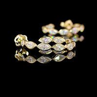 14K Yellow Gold C-Hoop Earrings with Bezel Set East-West Marquise Lab Diamonds - 3.97 Carat Total Diamond Weight - Covaloro Fine Jewelry