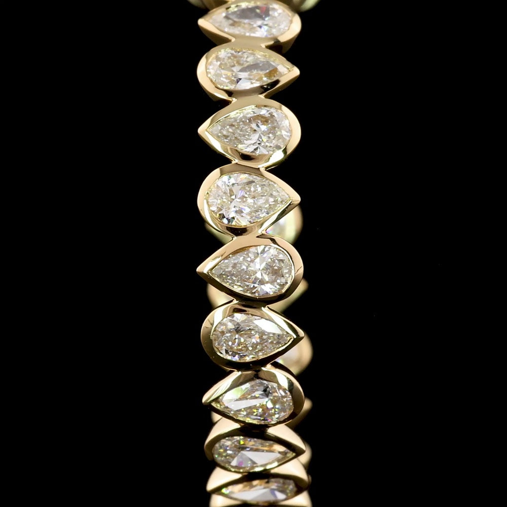 14K Yellow Gold C-Hoop Earrings with Bezel Set Pear Shaped Lab Diamonds - 2.74 Carat Total Weight (E-F Color, VS1 Clarity) - Covaloro Fine Jewelry