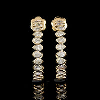 14K Yellow Gold C-Hoop Earrings with Bezel Set Pear Shaped Lab Diamonds - 2.74 Carat Total Weight (E-F Color, VS1 Clarity) - Covaloro Fine Jewelry