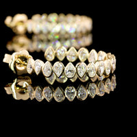 14K Yellow Gold C-Hoop Earrings with Bezel Set Pear Shaped Lab Diamonds - 2.74 Carat Total Weight (E-F Color, VS1 Clarity) - Covaloro Fine Jewelry