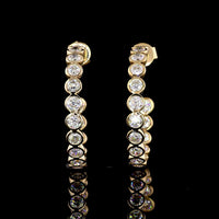 14K Yellow Gold C-Hoop Earrings with Bezel Set Round Lab Diamonds - 2.87 Carat Total Diamond Weight - Covaloro Fine Jewelry