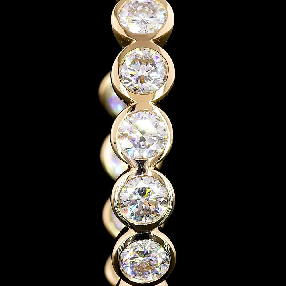 14K Yellow Gold C-Hoop Earrings with Bezel Set Round Lab Diamonds - 2.87 Carat Total Diamond Weight - Covaloro Fine Jewelry