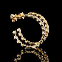 14K Yellow Gold C-Hoop Earrings with Bezel Set Round Lab Diamonds - 2.87 Carat Total Diamond Weight - Covaloro Fine Jewelry