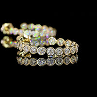 14K Yellow Gold C-Hoop Earrings with Bezel Set Round Lab Diamonds - 3.35 Carat Total Diamond Weight - Covaloro Fine Jewelry