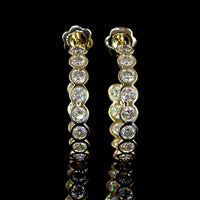 14K Yellow Gold C-Hoop Earrings with Bezel Set Round Lab Diamonds - 4.32 Carat Total Diamond Weight - Covaloro Fine Jewelry