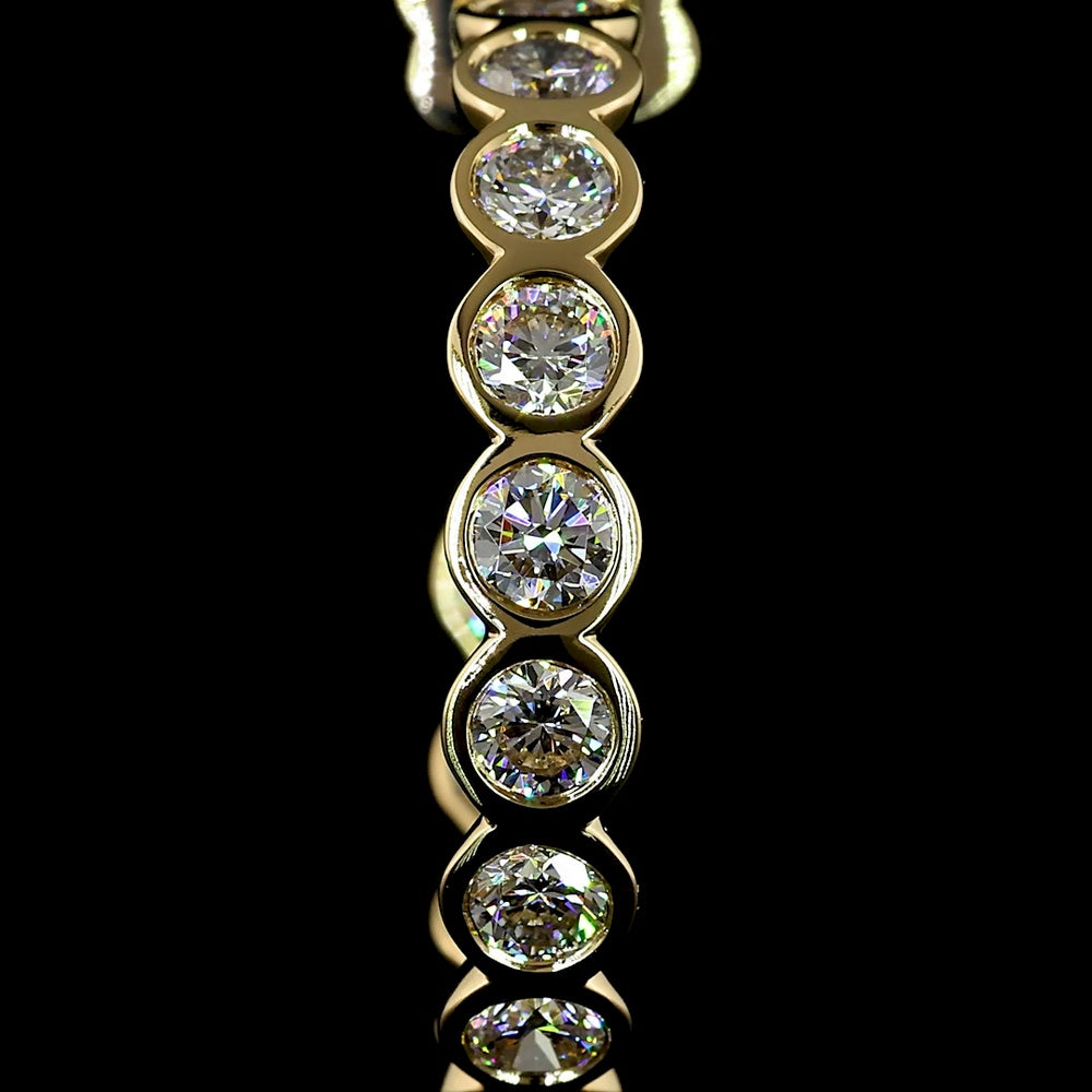 14K Yellow Gold C-Hoop Earrings with Bezel Set Round Lab Diamonds - 4.32 Carat Total Diamond Weight - Covaloro Fine Jewelry