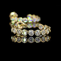 14K Yellow Gold C-Hoop Earrings with Bezel Set Round Lab Diamonds - 4.32 Carat Total Diamond Weight - Covaloro Fine Jewelry