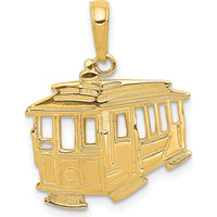 14K Yellow Gold Cable Car Charm Pendant with Textured Finish - 21.5mm Length by Oro Pregiato