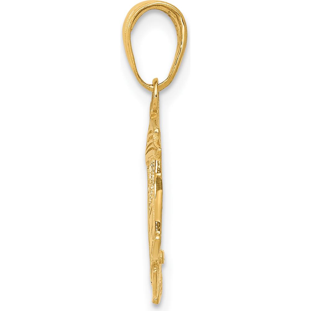 14K Yellow Gold Cable Car Charm Pendant with Textured Finish - 21.5mm Length by Oro Pregiato