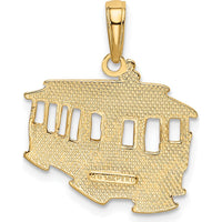 14K Yellow Gold Cable Car Charm Pendant with Textured Finish - 21.5mm Length by Oro Pregiato