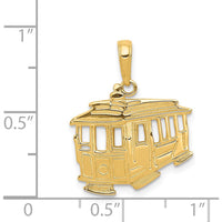 14K Yellow Gold Cable Car Charm Pendant with Textured Finish - 21.5mm Length by Oro Pregiato