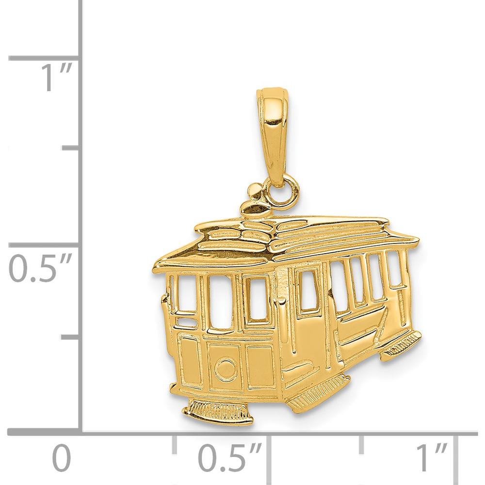 14K Yellow Gold Cable Car Charm Pendant with Textured Finish - 21.5mm Length by Oro Pregiato