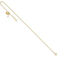 14K Yellow Gold Cable Chain Anklet with Puffed Heart and Key Dangle - Adjustable 10" Length