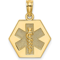 14K Yellow Gold Caduceus Medical Charm with Textured Back by Oro Pregiato