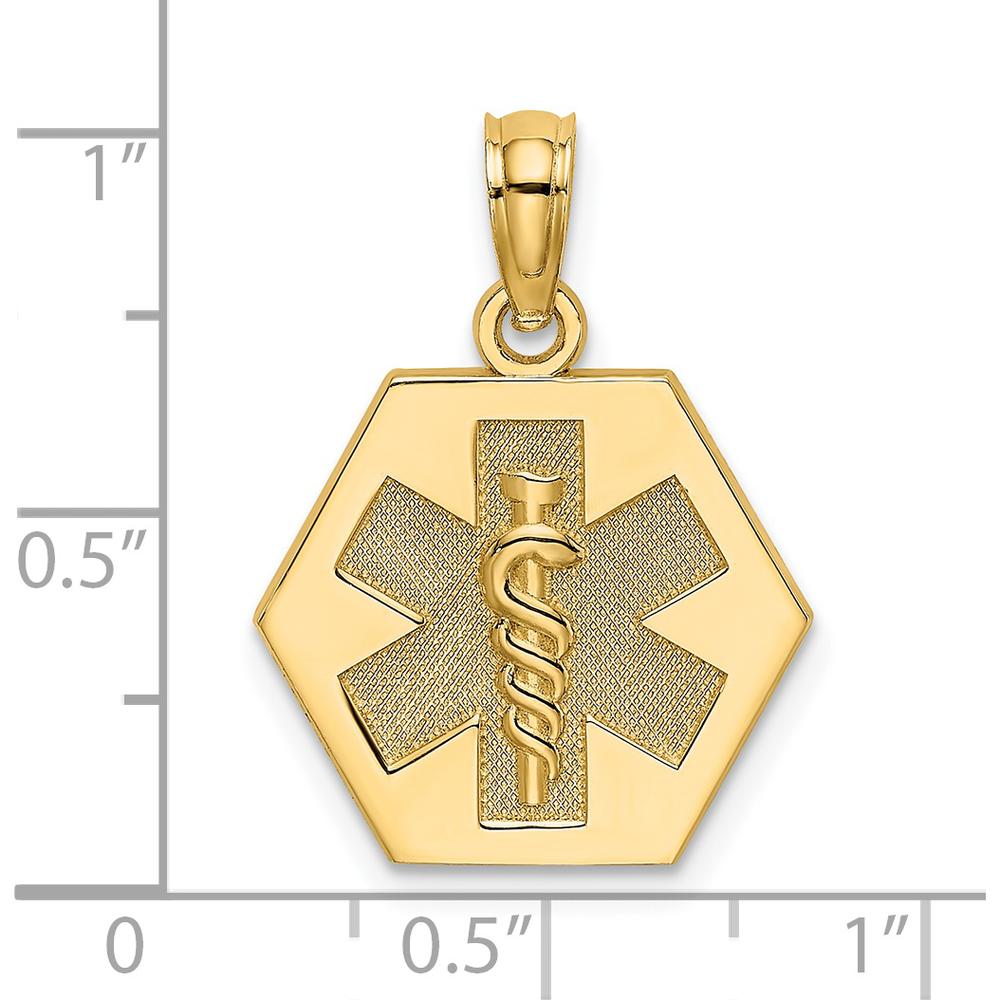 14K Yellow Gold Caduceus Medical Charm with Textured Back by Oro Pregiato