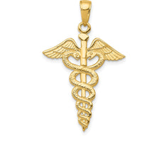 14K Yellow Gold Caduceus Pendant - Polished & Textured Back by Oro Pregiato