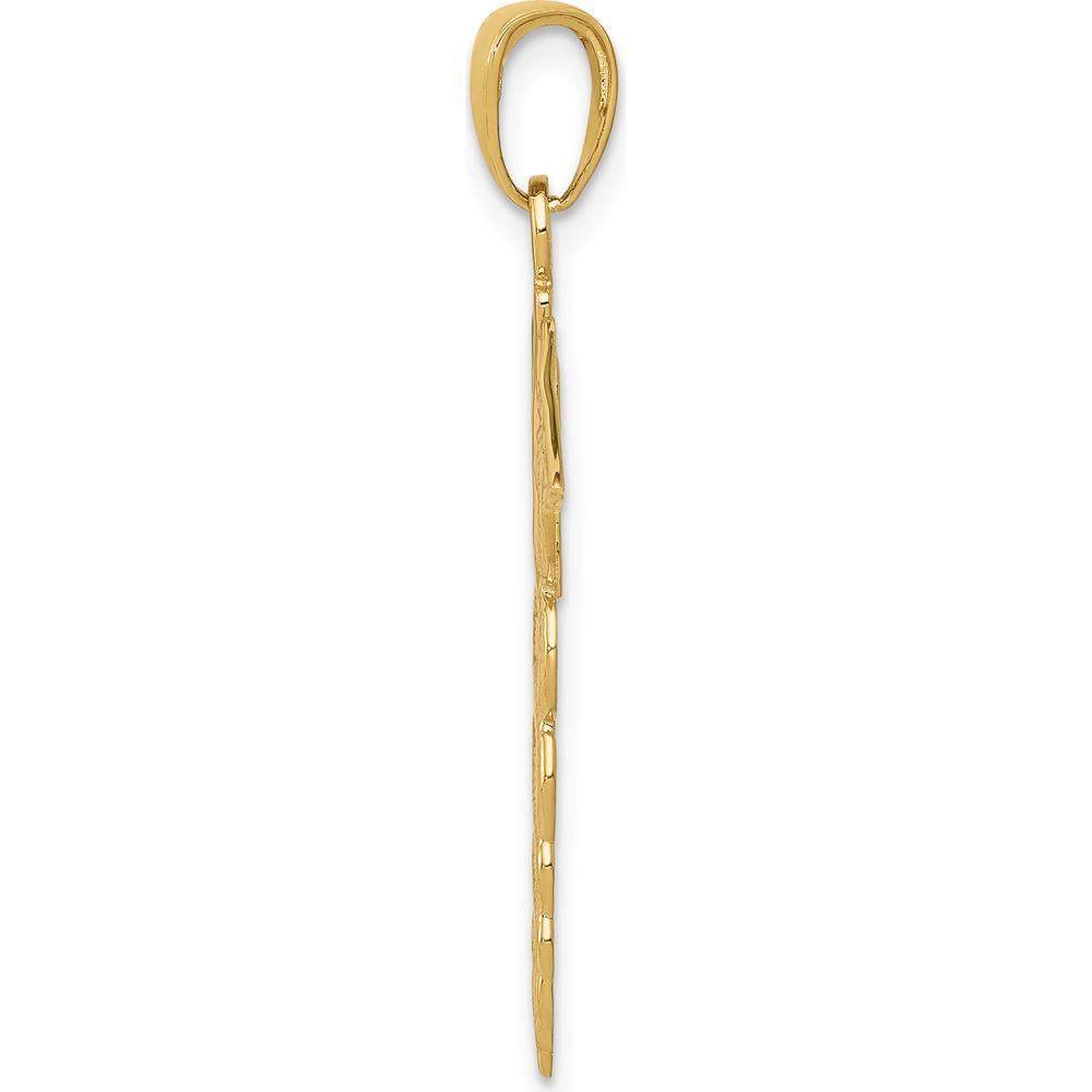 14K Yellow Gold Caduceus Pendant - Polished & Textured Back by Oro Pregiato