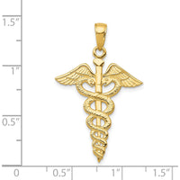 14K Yellow Gold Caduceus Pendant - Polished & Textured Back by Oro Pregiato