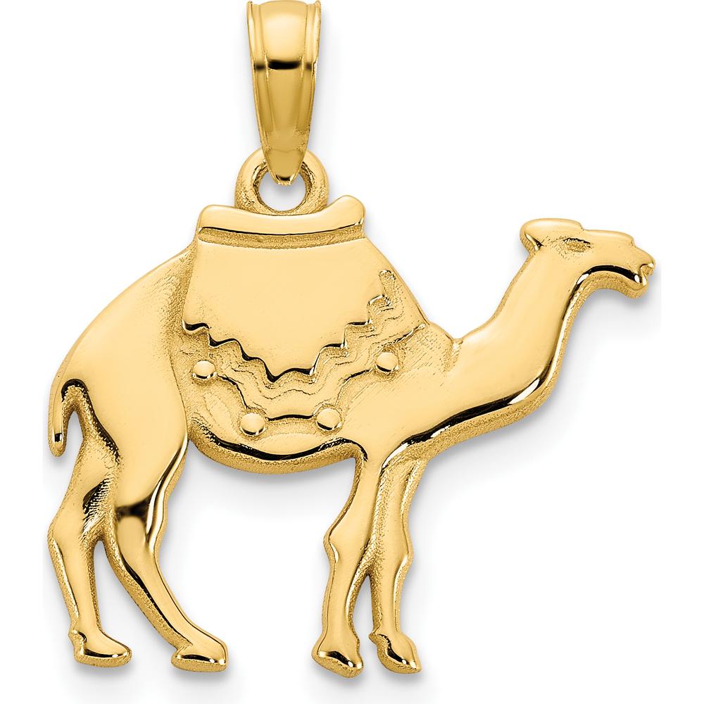 14K Yellow Gold Camel with Fancy Saddle Pendant Charm - 17.5mm Wide by Oro Pregiato