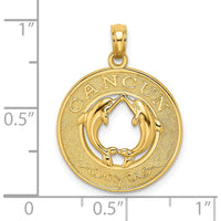 14K Yellow Gold Cancun Dolphins Circle Charm Pendant by Oro Pregiato