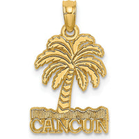 14K Yellow Gold Cancun Palm Tree Charm Pendant with Textured Design by Oro Pregiato