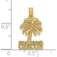 14K Yellow Gold Cancun Palm Tree Charm Pendant with Textured Design by Oro Pregiato