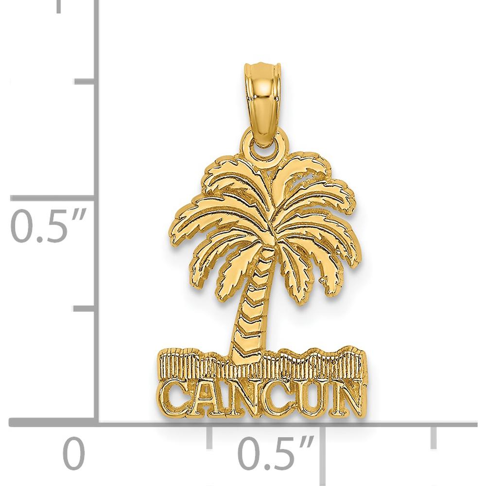 14K Yellow Gold Cancun Palm Tree Charm Pendant with Textured Design by Oro Pregiato