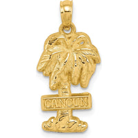 14K Yellow Gold Cancun Palm Tree Pendant Charm - Textured Design by Oro Pregiato