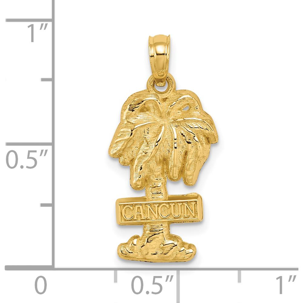 14K Yellow Gold Cancun Palm Tree Pendant Charm - Textured Design by Oro Pregiato