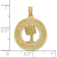 14K Yellow Gold Cancun Palm Tree Themed Pendant Charm - 24.5mm Length by Oro Pregiato