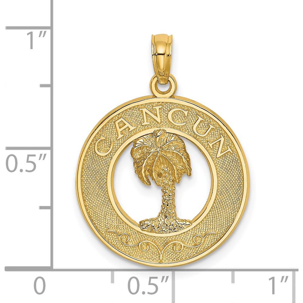 14K Yellow Gold Cancun Palm Tree Themed Pendant Charm - 24.5mm Length by Oro Pregiato